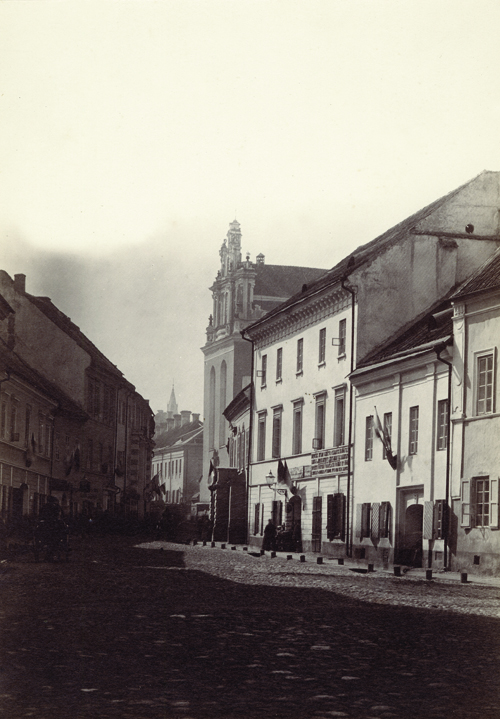 J. Čechavičius (1818-1888). Pilies gatvė prie Šv. Jonų bažnyčios. XIX a. 7-8 deš. Lietuvos valstybės istorijos archyvas 
